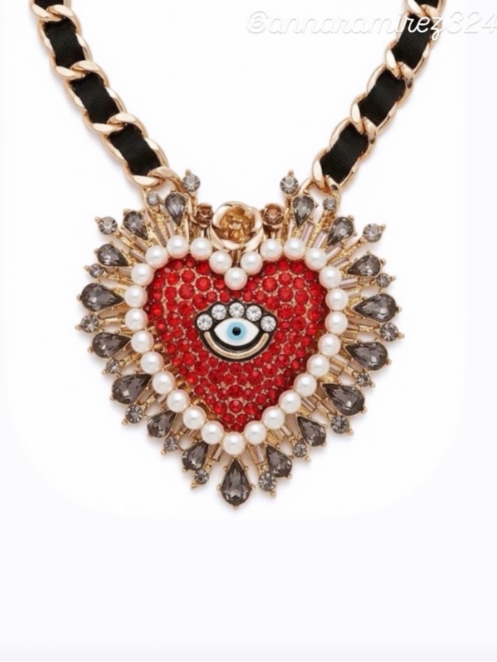 NWT ⚜️♥️⚜️ Betsey Johnson Sacred Heart Evil Eye Statement Necklace